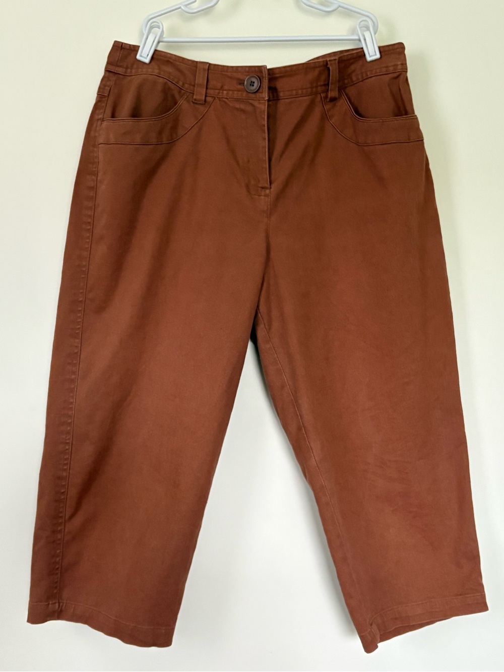 Talbots Petites Brown/Rust Cropped Capri Pants Size 10 Stretch Cotton Linen
